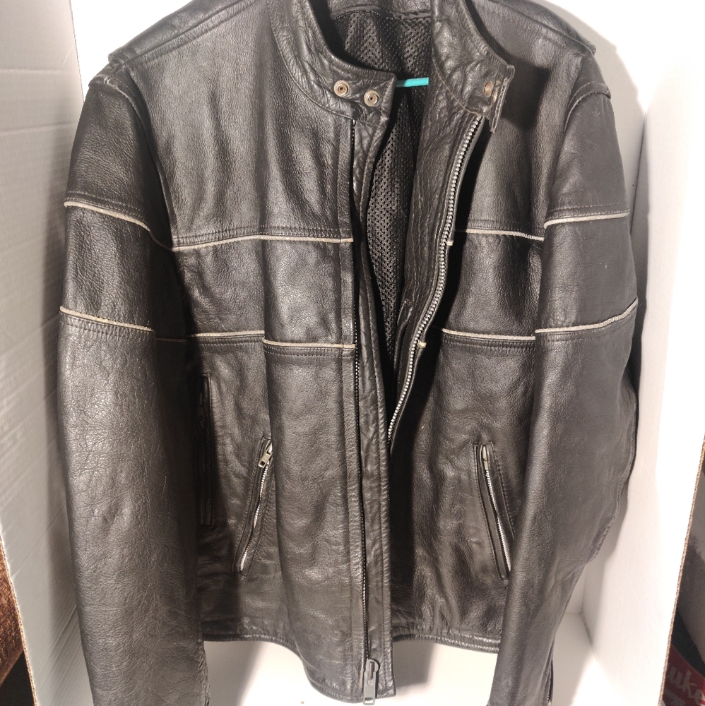 Vtg. YKK Leather Moto Jacket